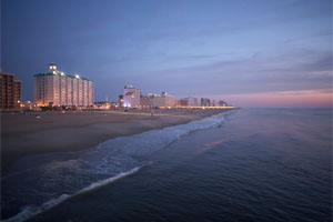 Virginia Beach shore line at dusk